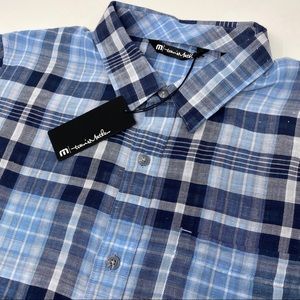 Travis Mathew Blue Short Sleeve Button Front Shirt